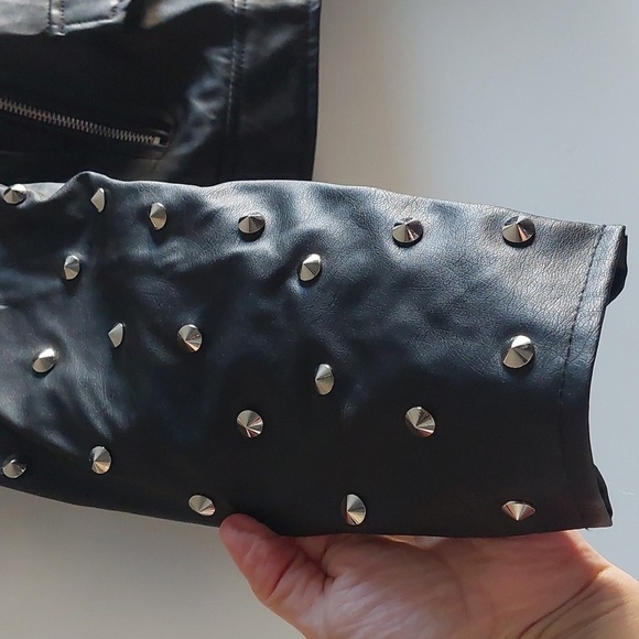 New Faux leather Studded Jacket M Bikercore Moto Punk Metal - Picture 2 of 7